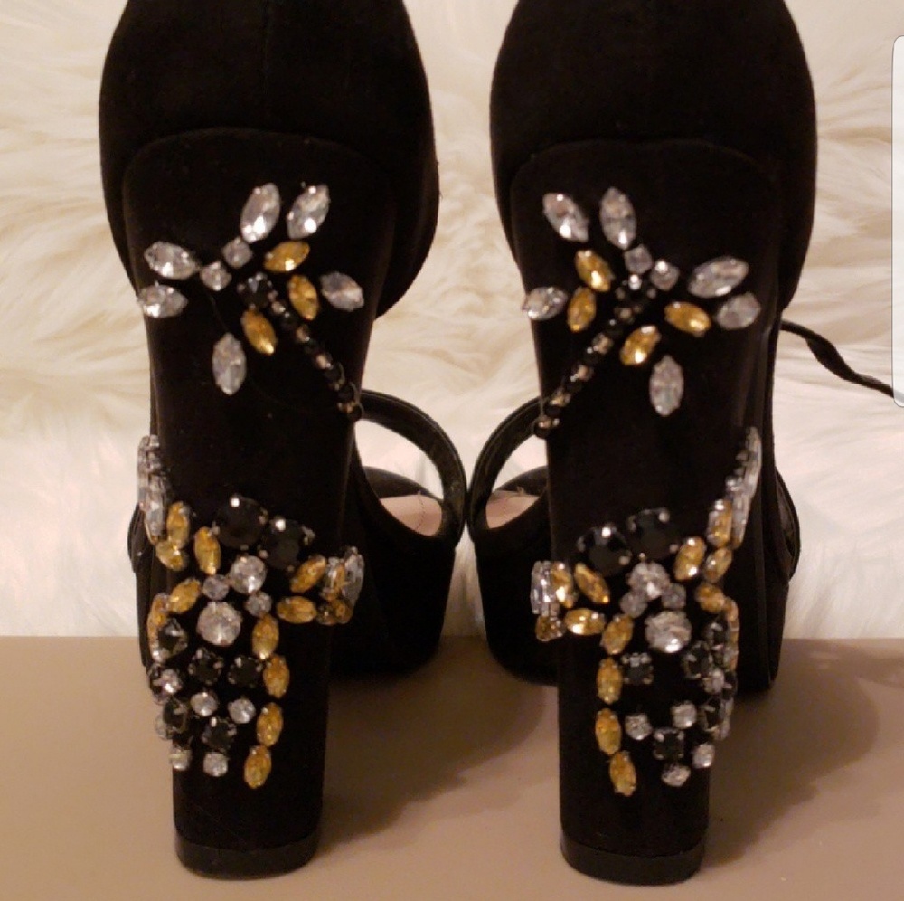 ShoeDazzle Crystal Embellished Block Heel Sandal